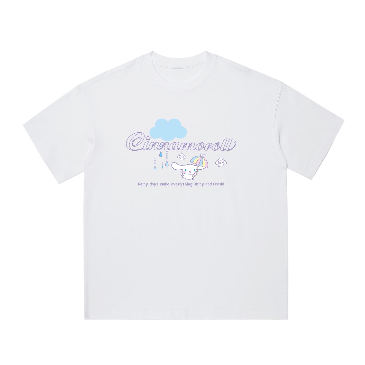 Футболка Sanrio Мультяшный рисунок Принт с буквами Американский винтаж Спорт & Фитнес Свободный покрой Базовая рубашка Универсальный Повседневный Удобный Дышащий Круглый вырез 100% хлопок Короткий рукав Унисекс - изображение 1