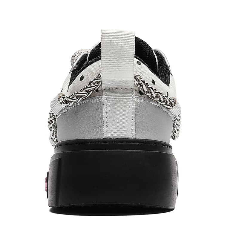 Кроссовки Q-AND Silver Polka Dot Ugly Cute Chunky Shoes Fashion Versatile Trendy High-end Chain Platform Comfortable Commute Casual Low-top Skateboard Women - изображение 3