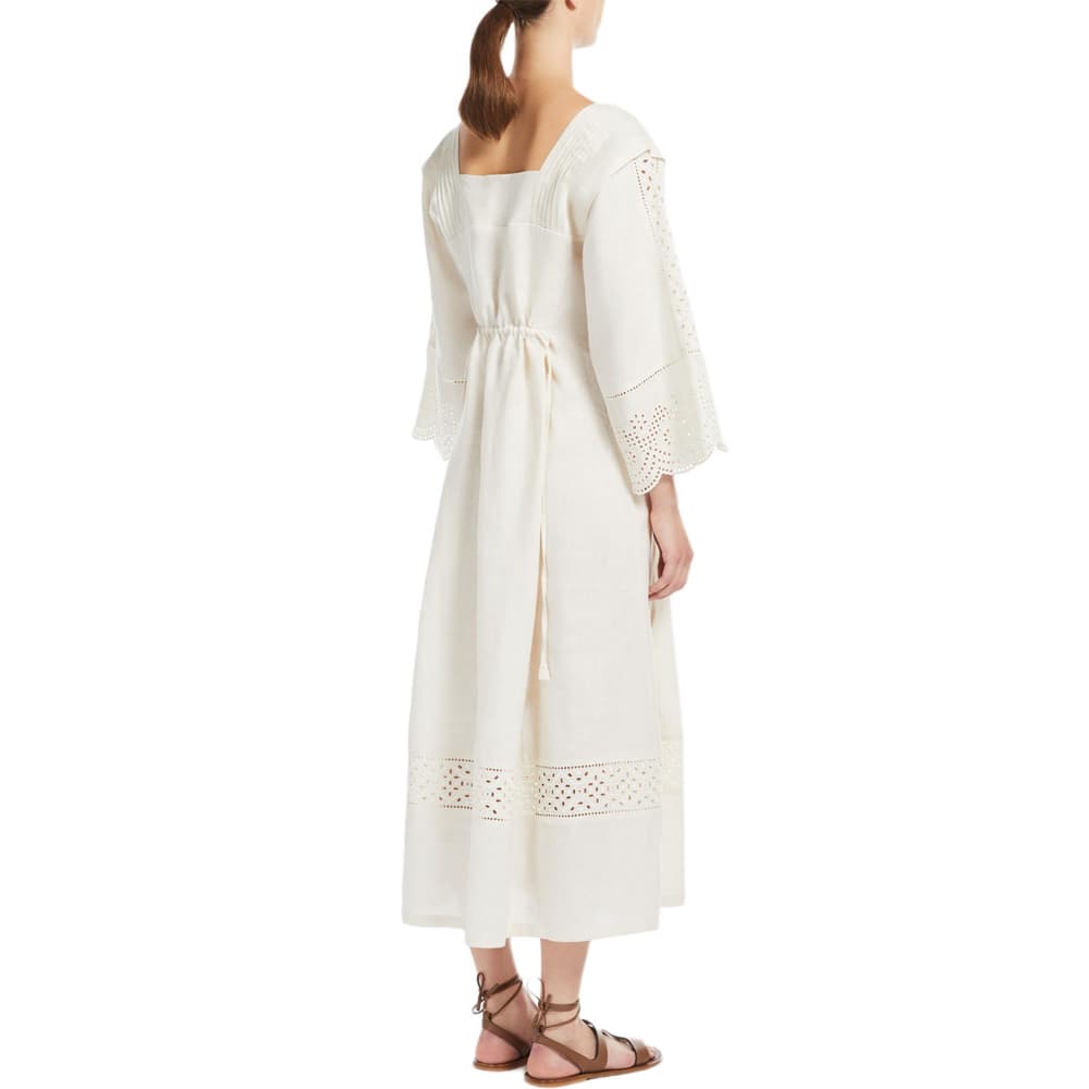 Платье WEEKEND MaxMara Luglio Коллекция SS25 Длинное Платье с Длинными Рукавами Женское Бежевое - изображение 3