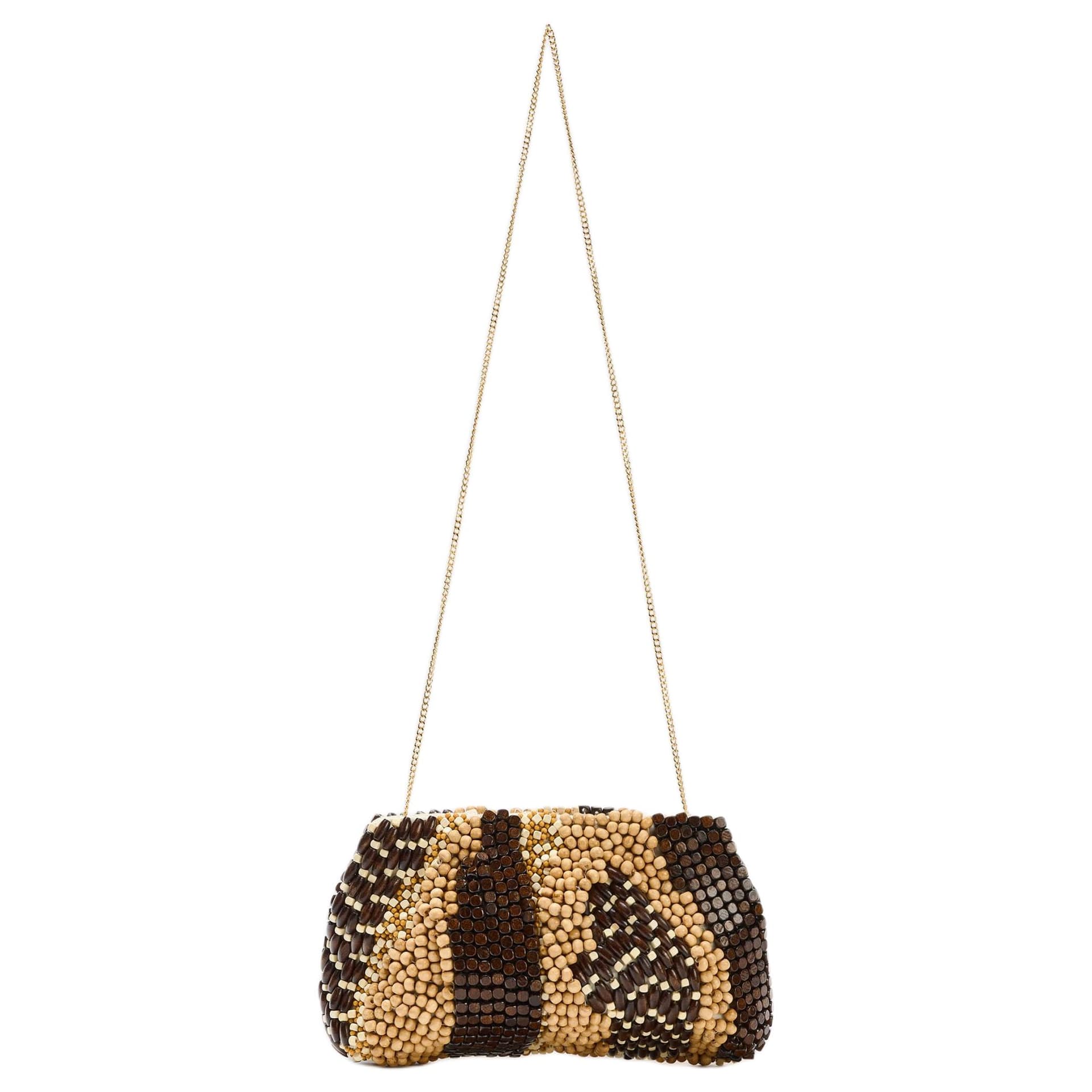 Сумка через плечо ZARA Хлопковое волокно Ручной тип Сумка через плечо Женские Кофейно-коричневый - изображение 1