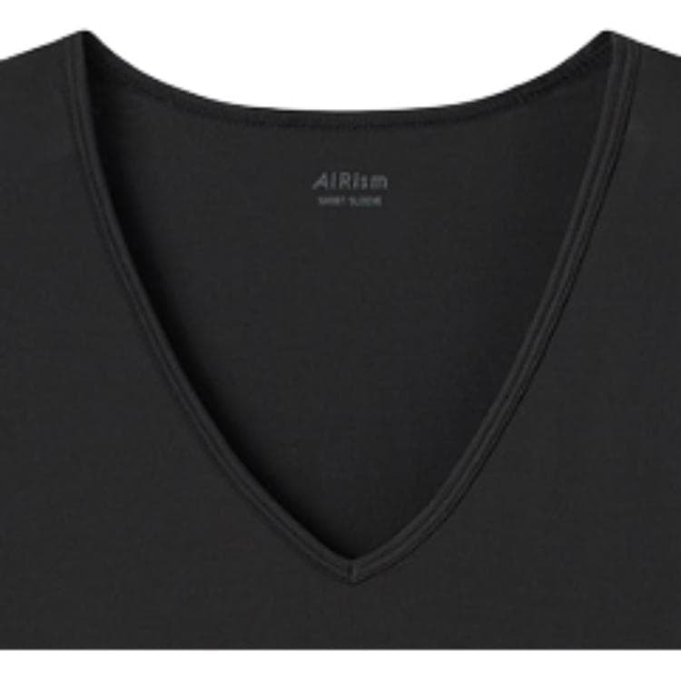 Футболка UNIQLO V-Neck T-Shirt Black - изображение 2