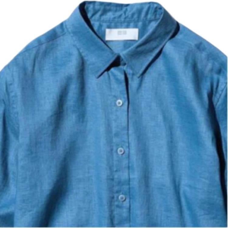 Блузка UNIQLO Рубашка Женская Королевский Синий - изображение 4
