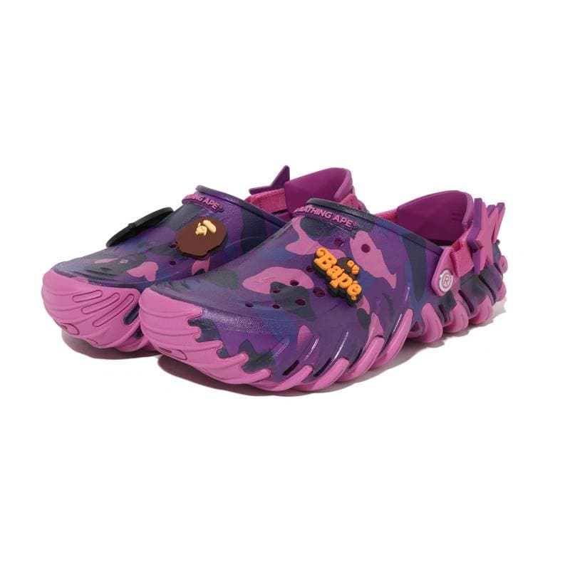 Сабо A BATHING APE X Crocs Echo M1 ЭВА Сабо Резиновые Мужские Фиолетовые - изображение 2