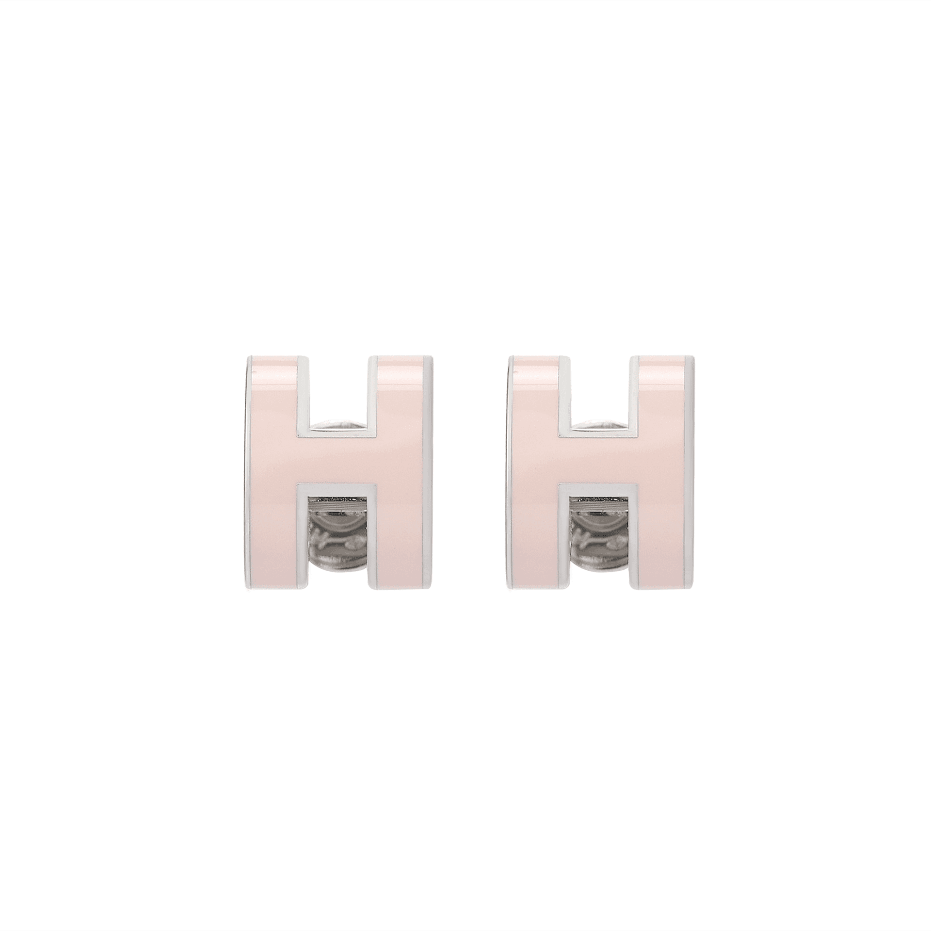 Серьги Hermes Mini Pop H Earrings Candy Pink Silver - изображение 1