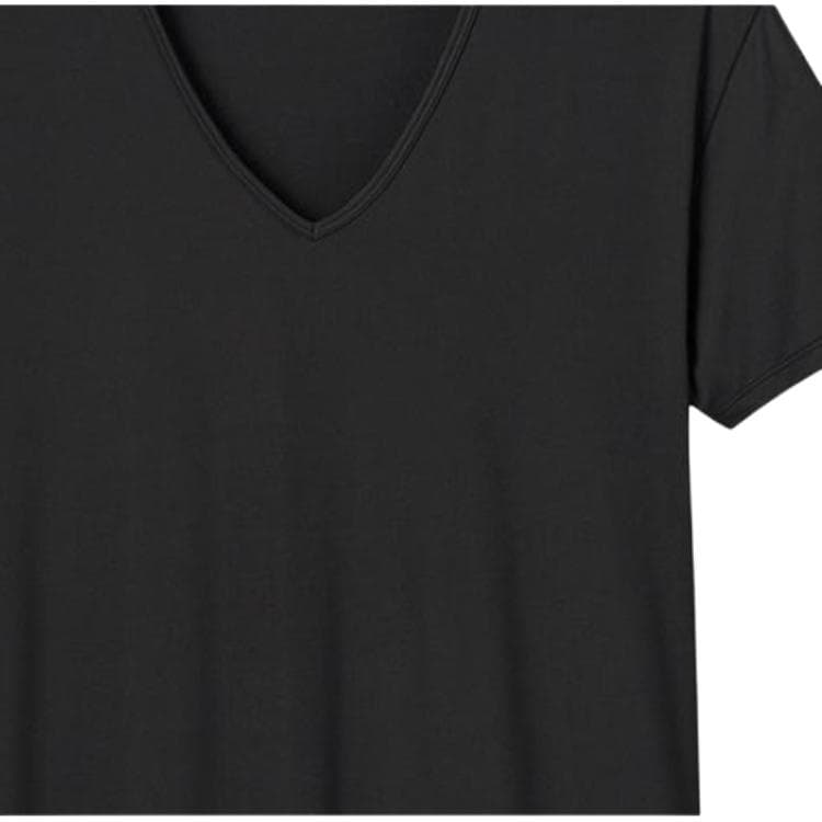 Футболка UNIQLO V-Neck T-Shirt Black - изображение 3