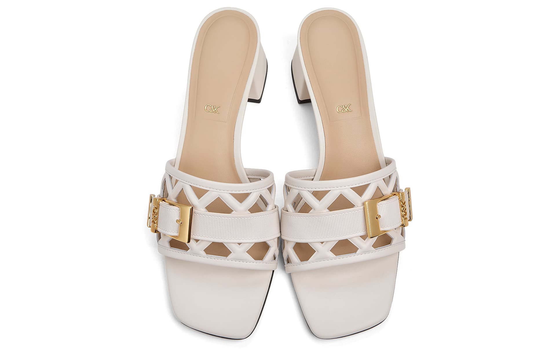 Сандалии CHARLES&KEITH Летние Модные Сандалии С Низким Каблуком 5 См Из Натуральной Кожи С Вырезом И Композитной Подошвой - изображение 3