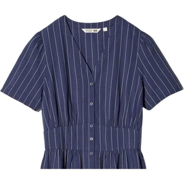 Платье UNIQLO Comptoir Des Cotonniers Темно-синий Женские Короткие Платья с Длинными Рукавами - изображение 3