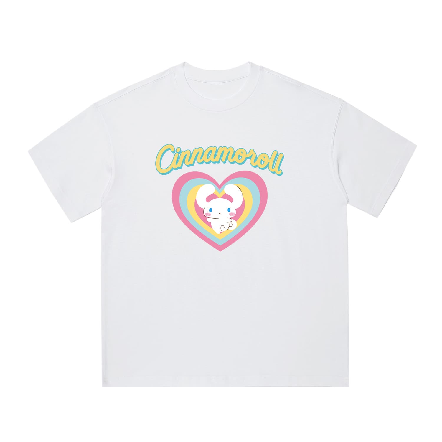 Футболка Sanrio Cinnamoroll Мультяшный рисунок Американский винтаж Повседневная Базовая рубашка Летний 100% хлопок Круглый вырез Унисекс - изображение 1