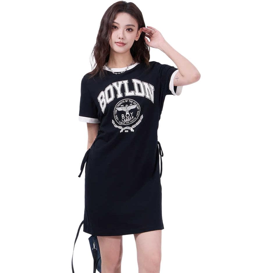 Платье BOY LONDON Короткий Sleeved Платье Женские Черный Бежевый Белый - изображение 2