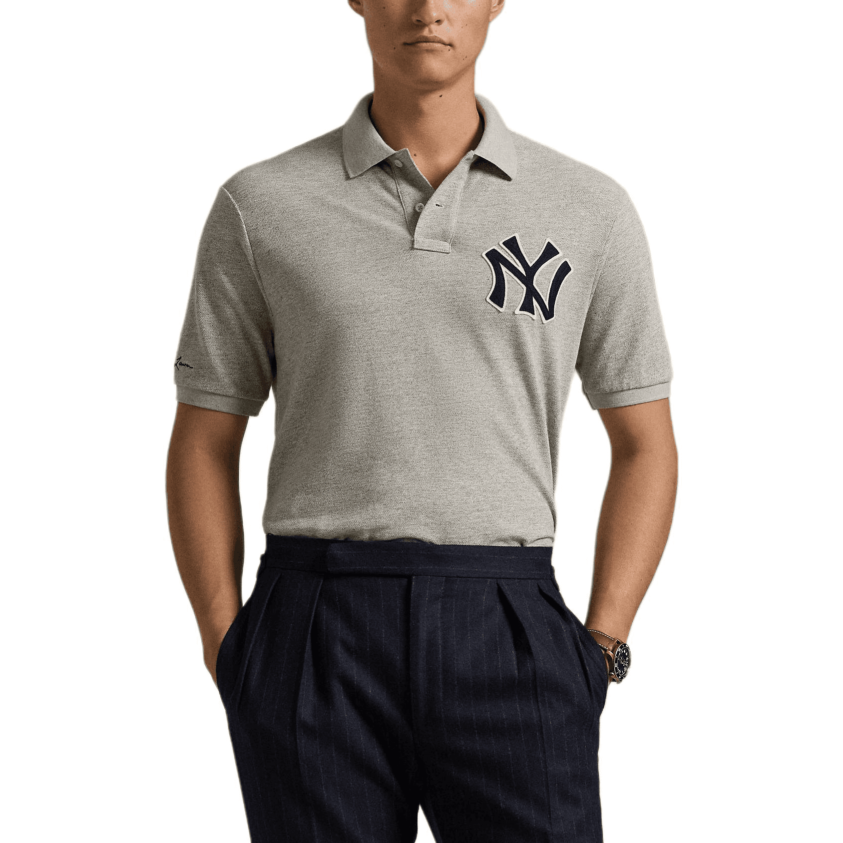 Поло Polo Ralph Lauren X Yankees Polo Классическая версия Мужской Атик Серый - изображение 3