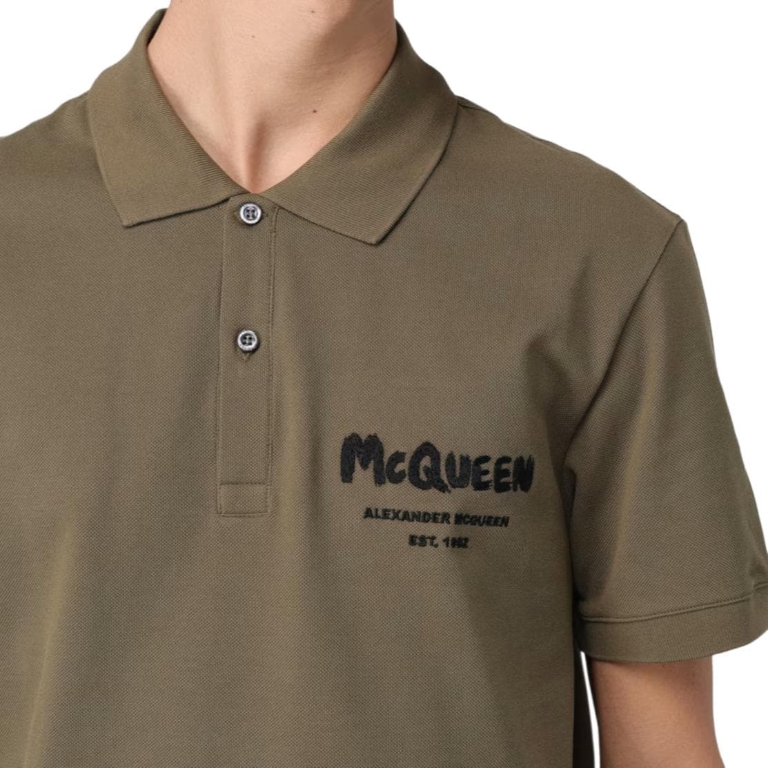 Поло Alexander McQueen Mcqueen Graffiti Polo In Deep Khaki Polo - изображение 6
