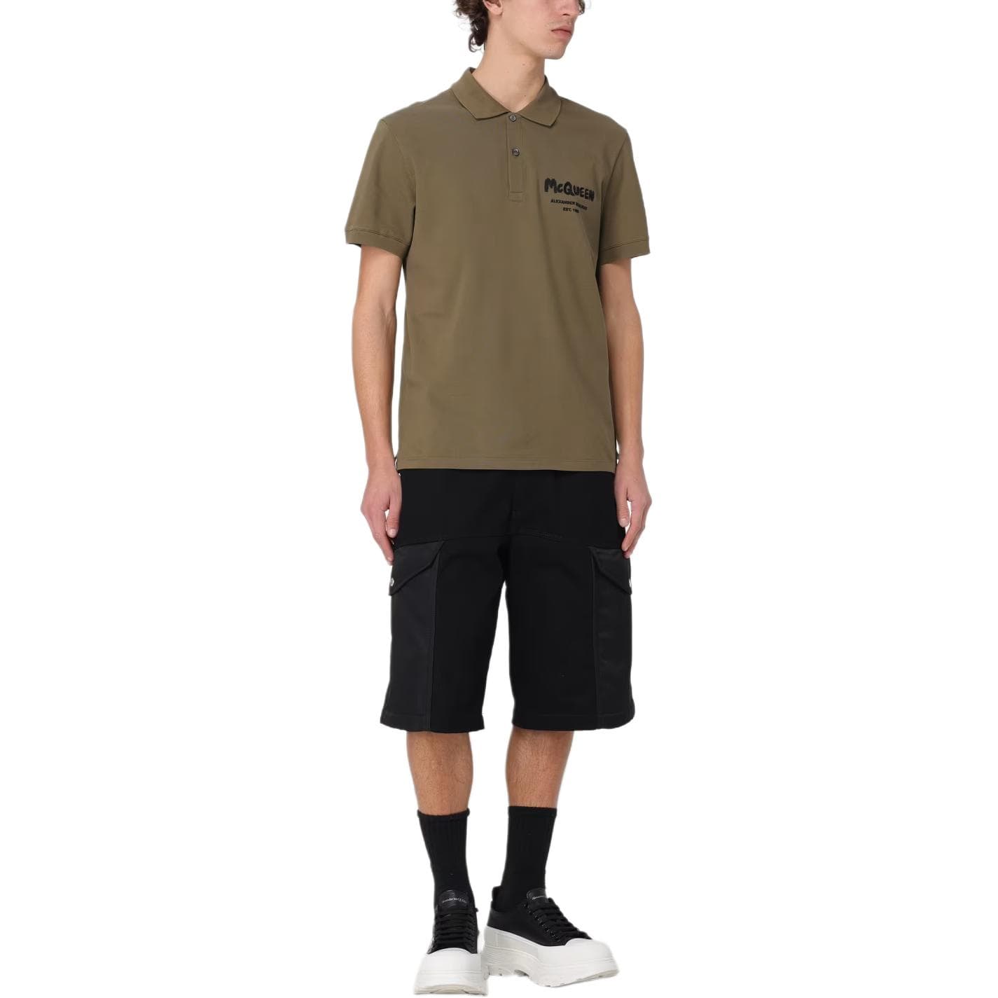 Поло Alexander McQueen Mcqueen Graffiti Polo In Deep Khaki Polo - изображение 3