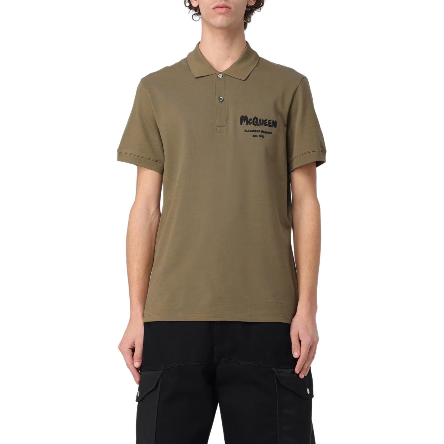 Поло Alexander McQueen Mcqueen Graffiti Polo In Deep Khaki Polo - изображение 2