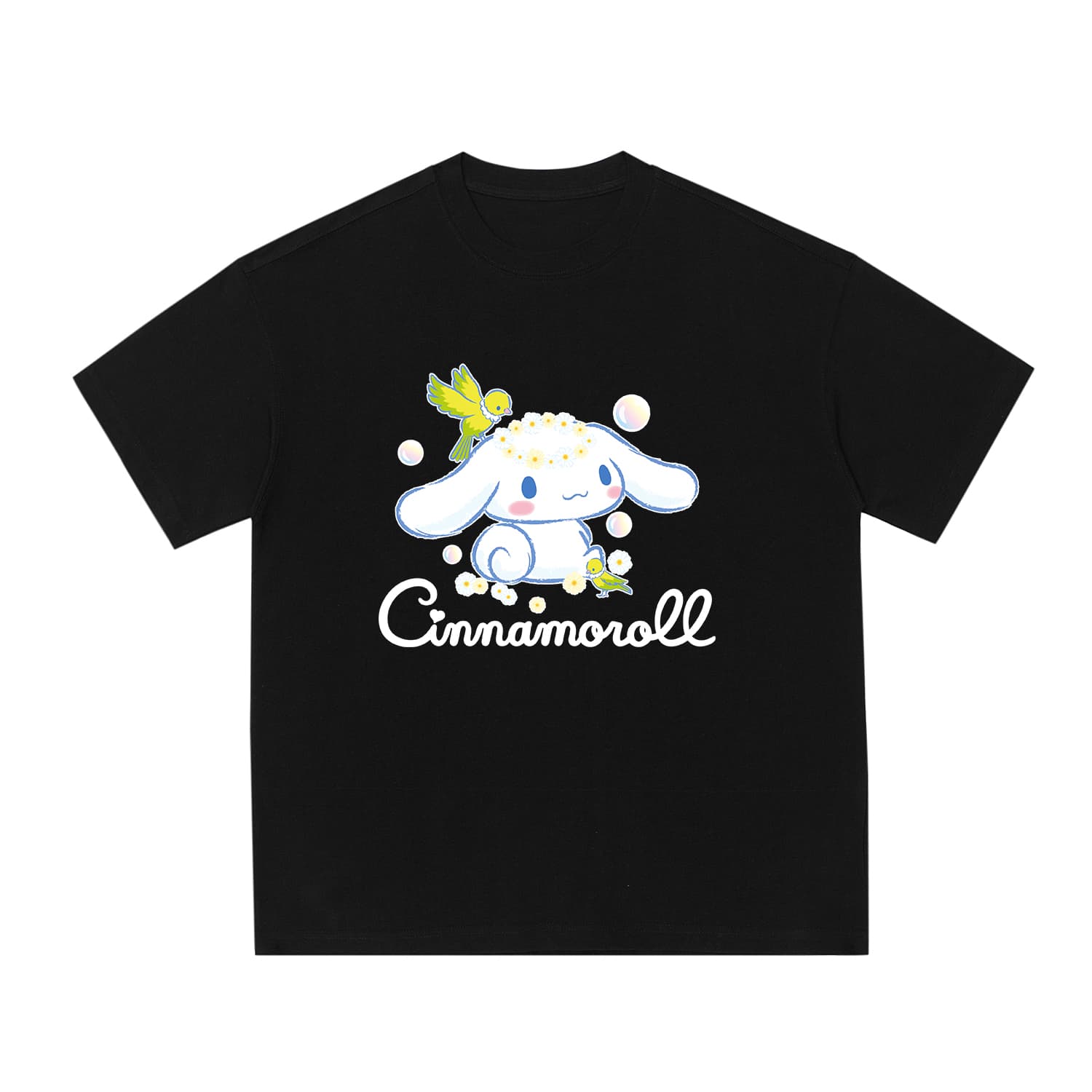 Футболка Sanrio T-shirt с мультяшным рисунком Cinnamoroll в американском винтажном стиле, 100% хлопок, удобный, дышащий, унисекс - изображение 1