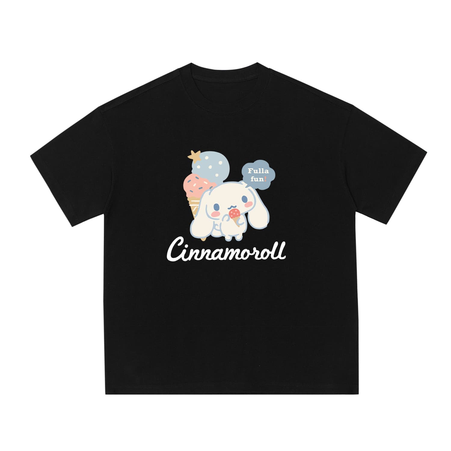 Футболка Sanrio x Cinnamoroll Американский винтаж Милый Унисекс Повседневный Круглый вырез Спущенное плечо Универсальный Похудение Свободный покрой - изображение 1