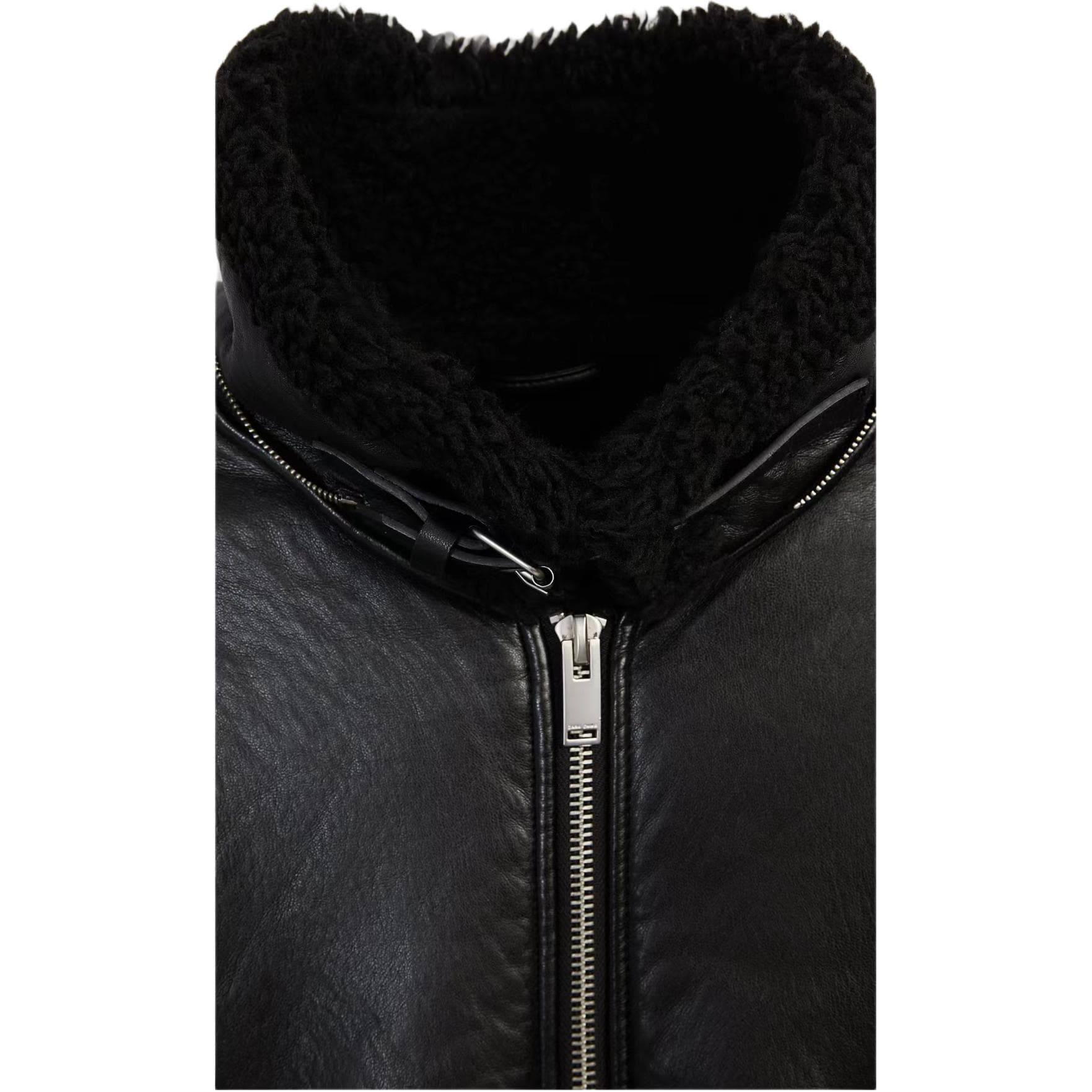 Кожаная куртки ZARA Черные Мужские Кожаные Куртки - изображение 2