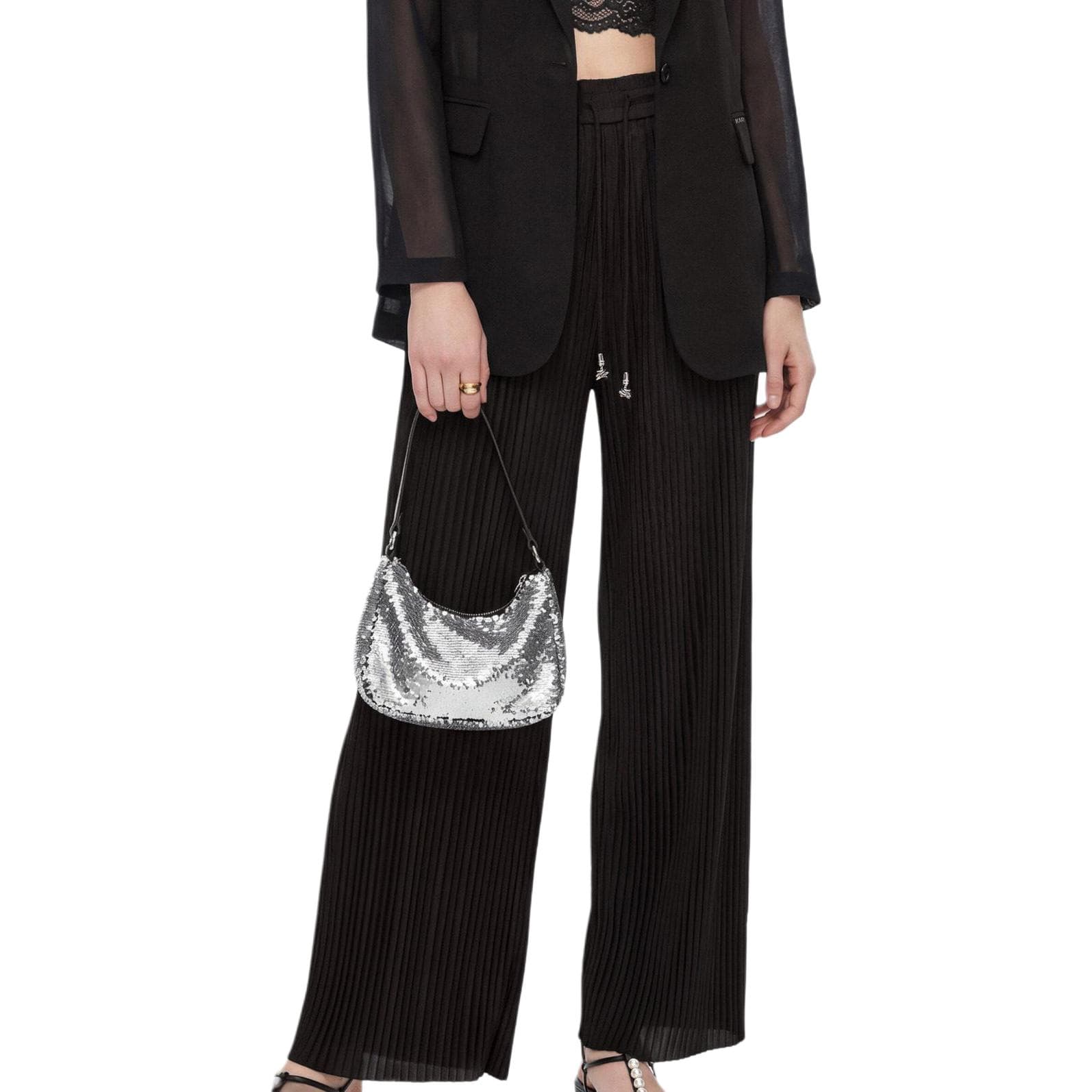 Штаны KARL LAGERFELD / Karl Lagerfeld Jeans SS26 Однотонный Плиссированный Брюки Прямого Кроя Свободного Покроя Женские - изображение 1