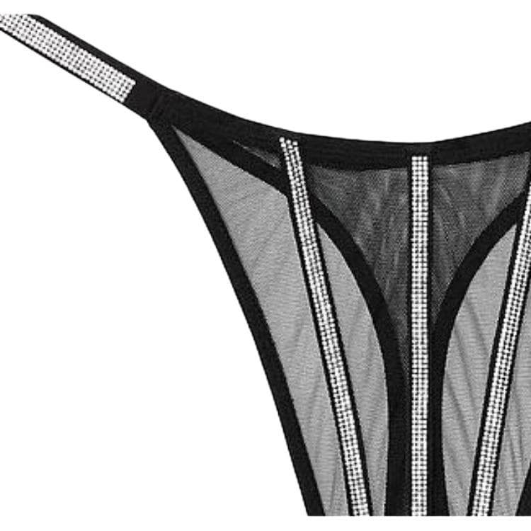 Трусы Victoria's Secret PINK VERY SEXY Sheer Shine Thong PantyBlack 1 - изображение 2