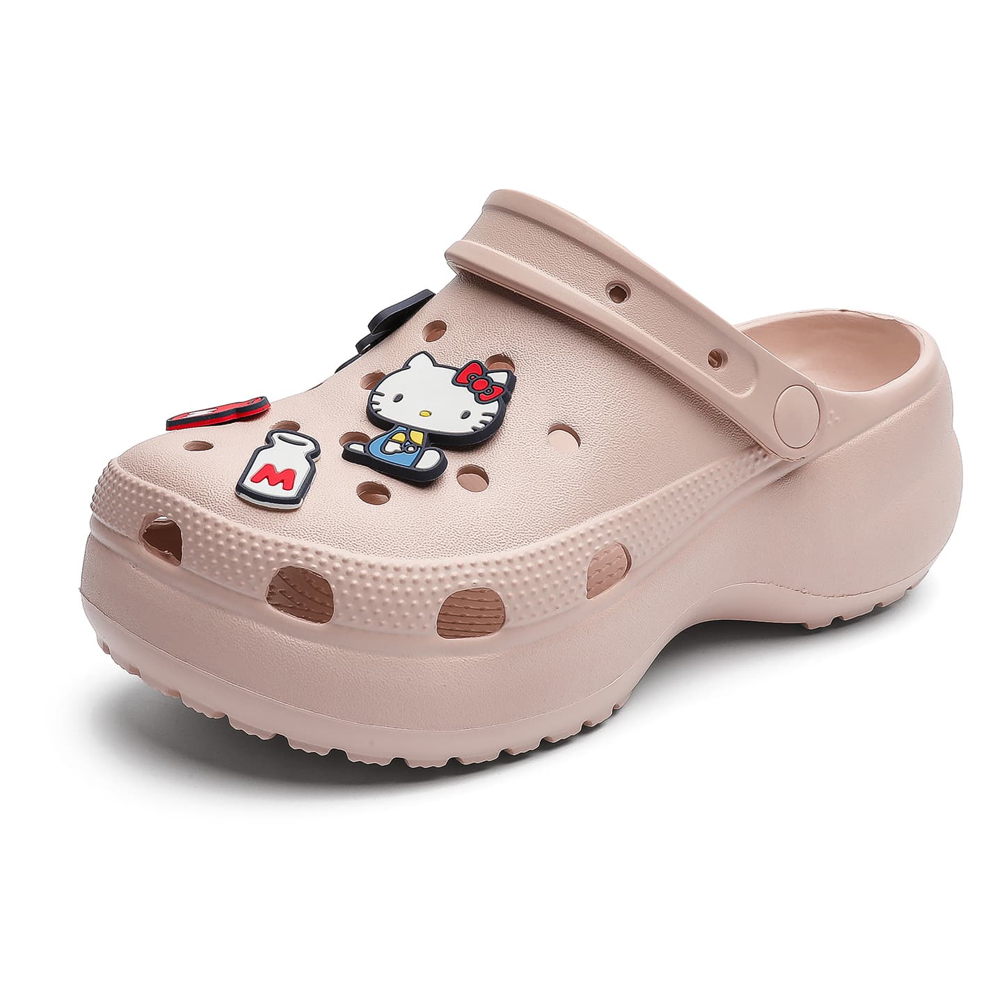 Сабо Sanrio Hello Kitty Летние дышащие слипоны на платформе с мультяшным рисунком для девушек Универсальные уличные клоги - изображение 2