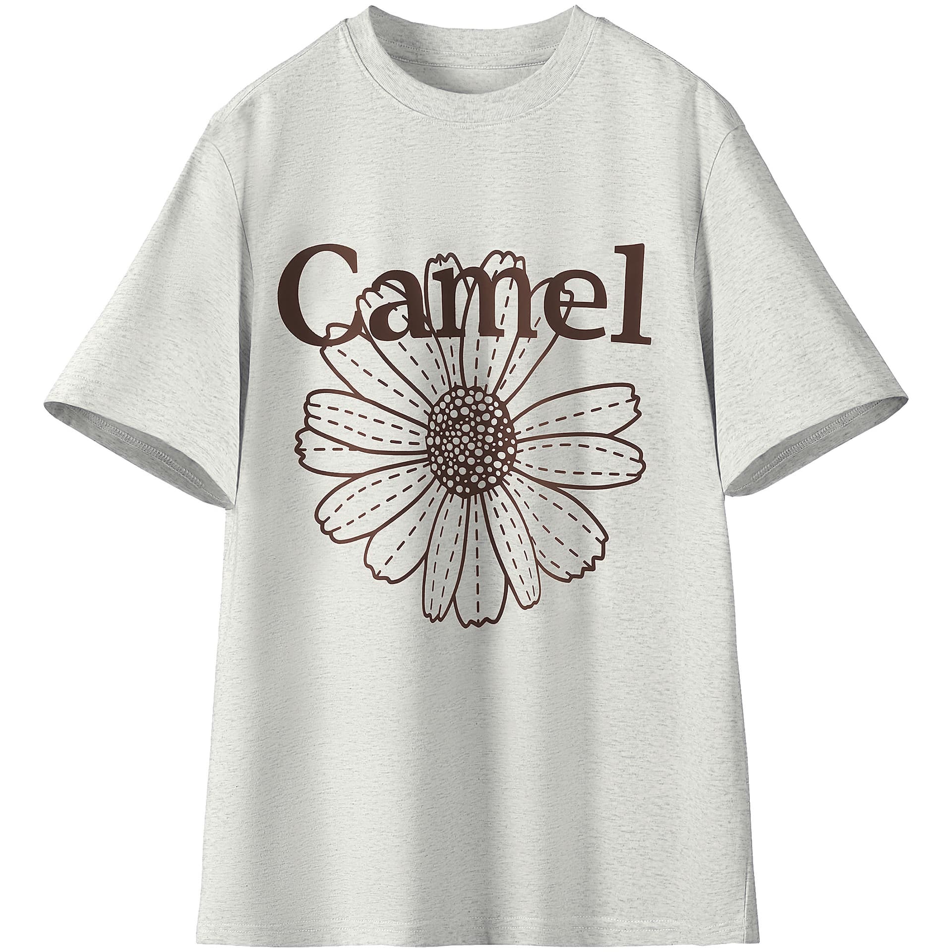 Футболка CAMEL T-Shen Ice Skin T-Shen Стиль кампуса Маргаритка Свободный покрой Повседневный Круглый вырез Удобный Короткий рукав Футболка Женский - изображение 2