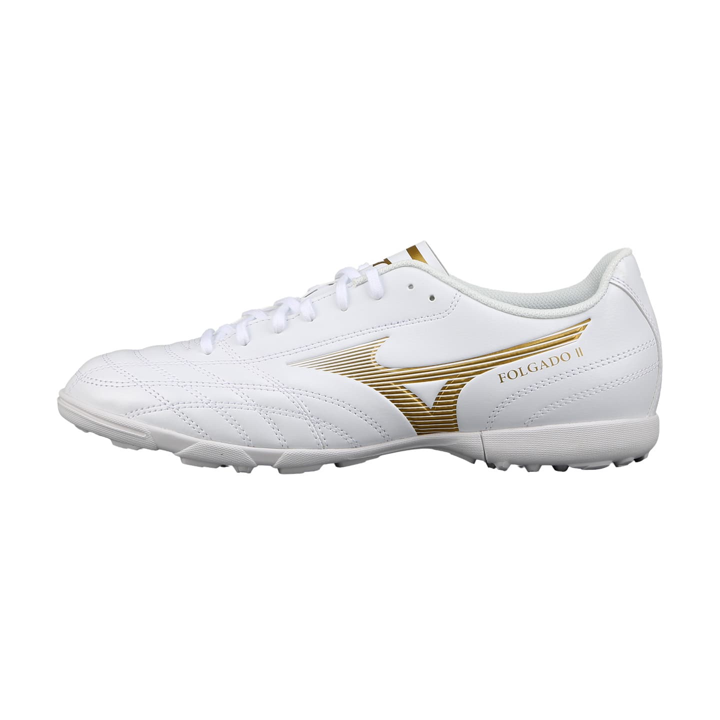 Кроссовки для футбола Mizuno Folgado AS tf Шипы Футбольные бутсы Унисекс Белый Золото - изображение 1