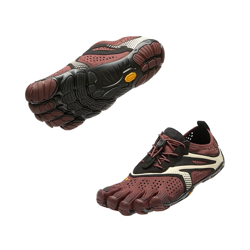 Кроссовки для спортзала Vibram V Run FIVE Fingers Обувь Низкий Верх Тренировочные Кроссовки Мужские Красный Коричневый Слоновая Кость - изображение 3