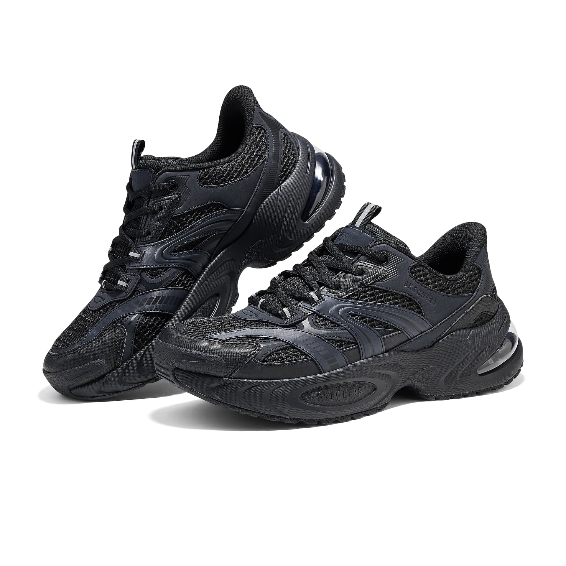 Кроссовки Skechers UNO RYZE Сетчатая ткань Удобные Дышащие Низкие кеды Мужские Черные - изображение 3