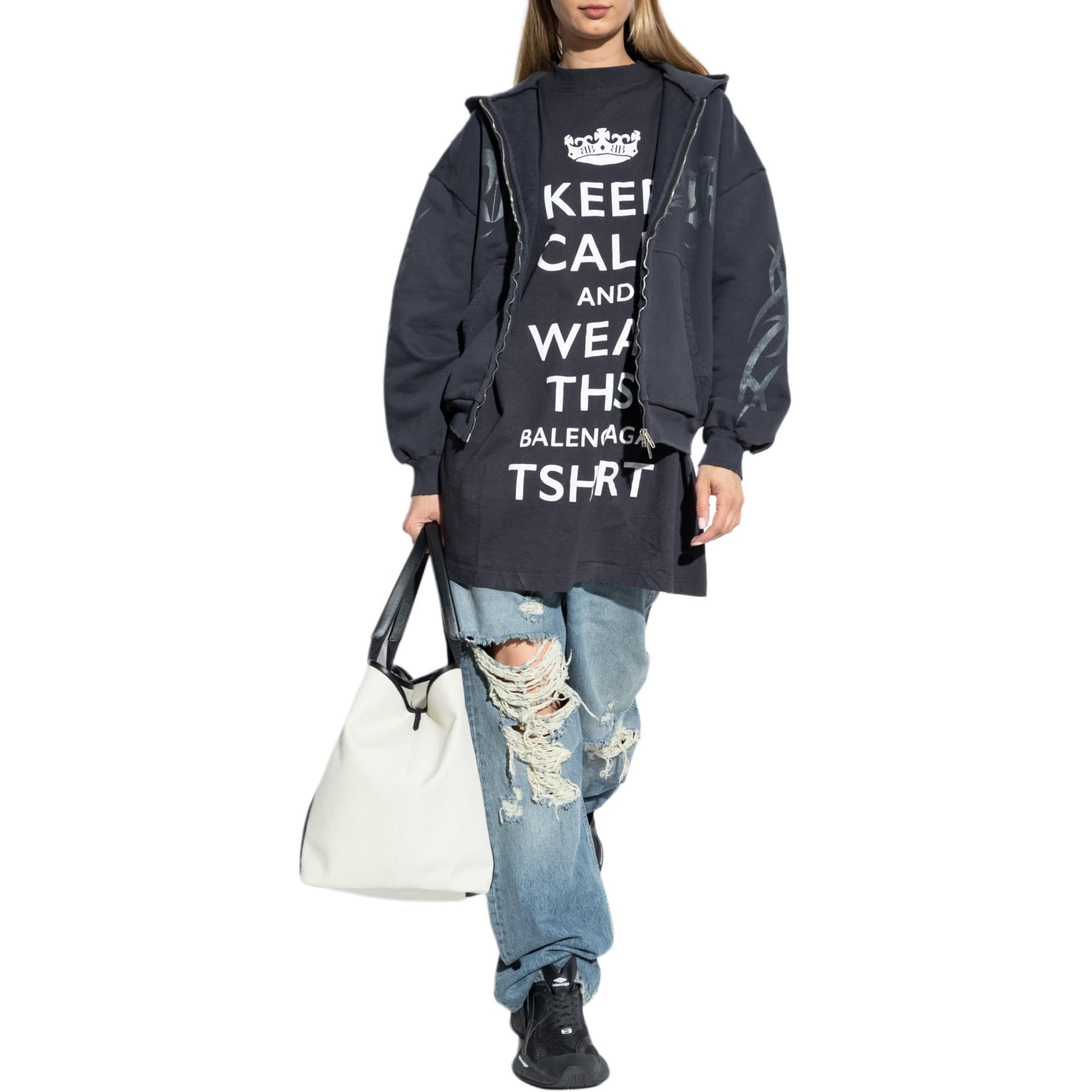 Футболка Balenciaga T-рубашка женская черная - изображение 3