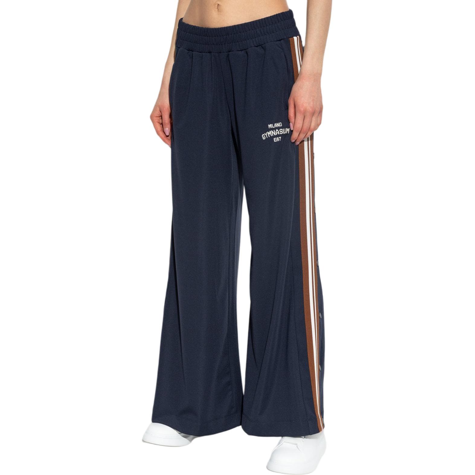 Штаны EMPORIO ARMANI SS25 Вязаные тренировочные брюки женские морского синего цвета - изображение 2