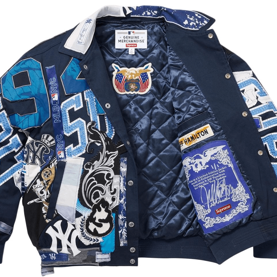 Куртка Supreme X Jeff Hamilton New York Yankees Fw25 WEEK17 Varsity Куртка Куртки Пальто Унисекс - изображение 5