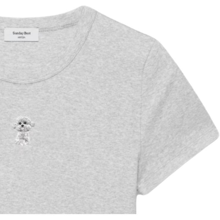 Футболка Aritzia Hthr Украшение SL Crmc D Серый Щенок Женские T Рубашки - изображение 2