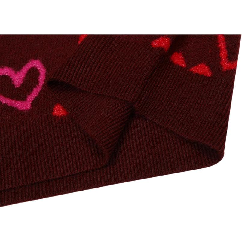 Кофта Drew House FW22 Scribble Hearts Sweater Burgundy - изображение 4