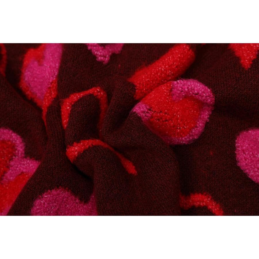 Кофта Drew House FW22 Scribble Hearts Sweater Burgundy - изображение 5