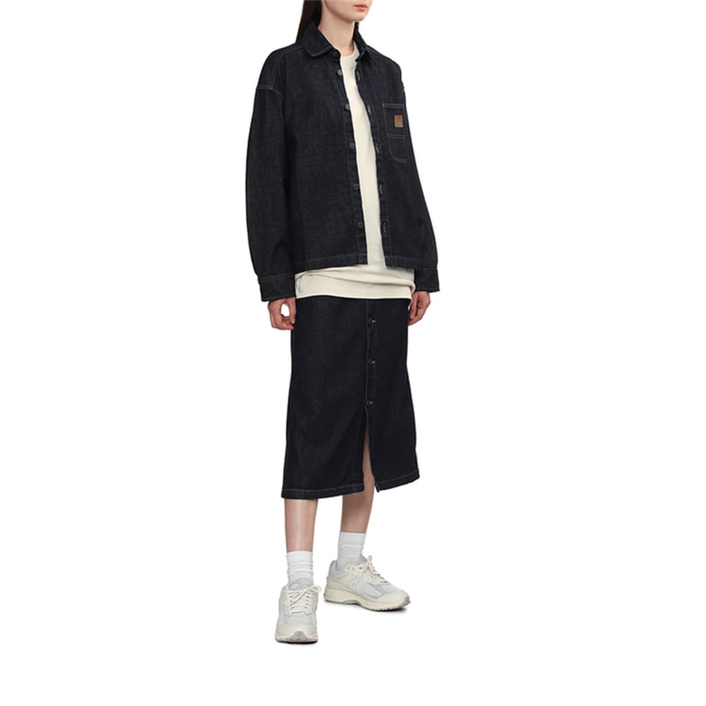 Carhartt WIP SS25 Denim Длинная Юбка Женская Темно-Синяя - изображение 4