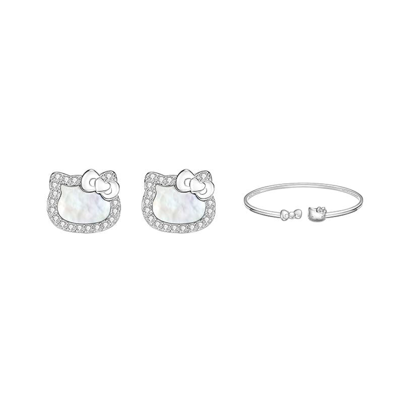 Серьги Sanrio Hello Kitty Серьги-гвоздики с синтетическим кубическим цирконием Женские - изображение 1