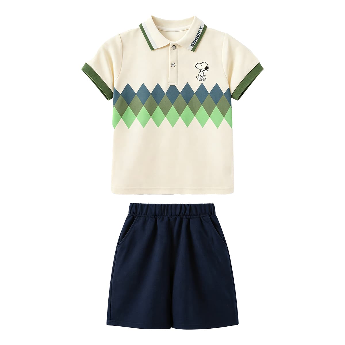 SNOOPY N01 Green Kids Повседневные Спортивные Костюмы Наборы - изображение 1