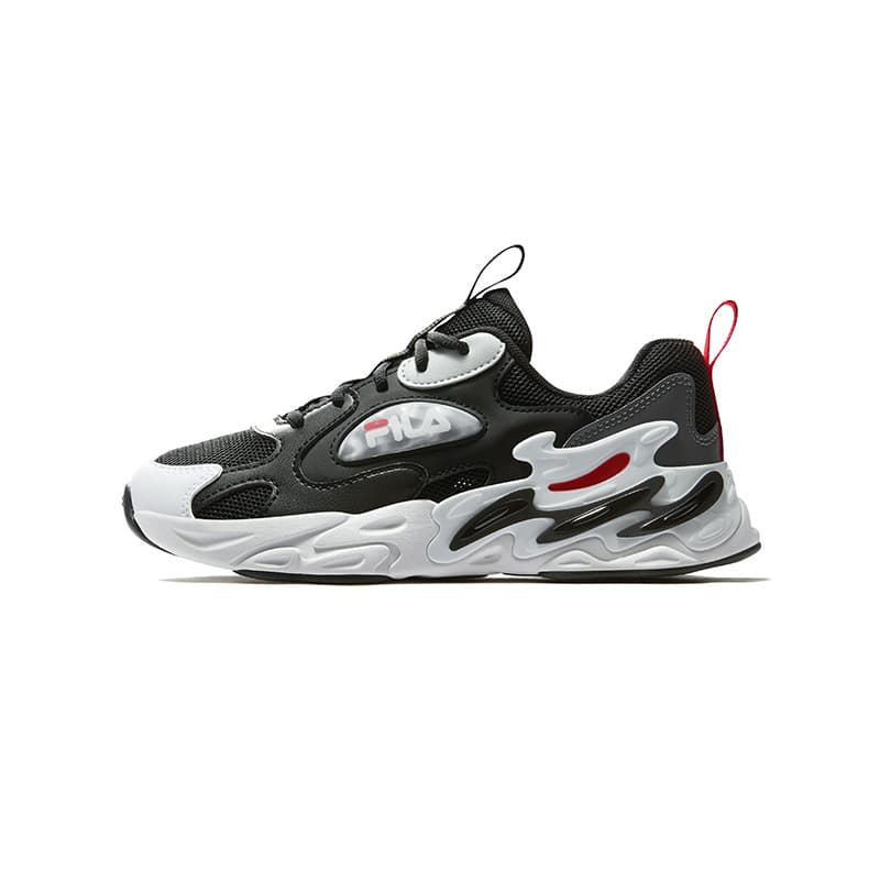 Кроссовки FILA KIDS Artist Переливающееся сияние Устойчивый к истиранию Низкий топ Детские беговые кроссовки Черный Белый Унисекс - изображение 1