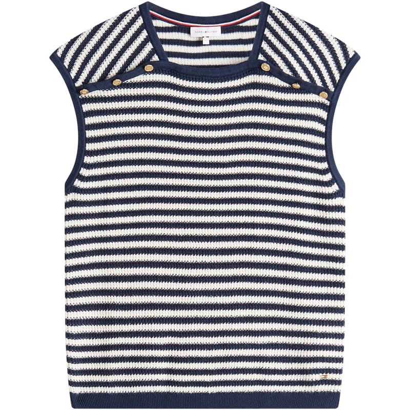 Кофта Tommy Hilfiger Темно-синий синий белый полосы 0X8 женский трикотаж - изображение 1