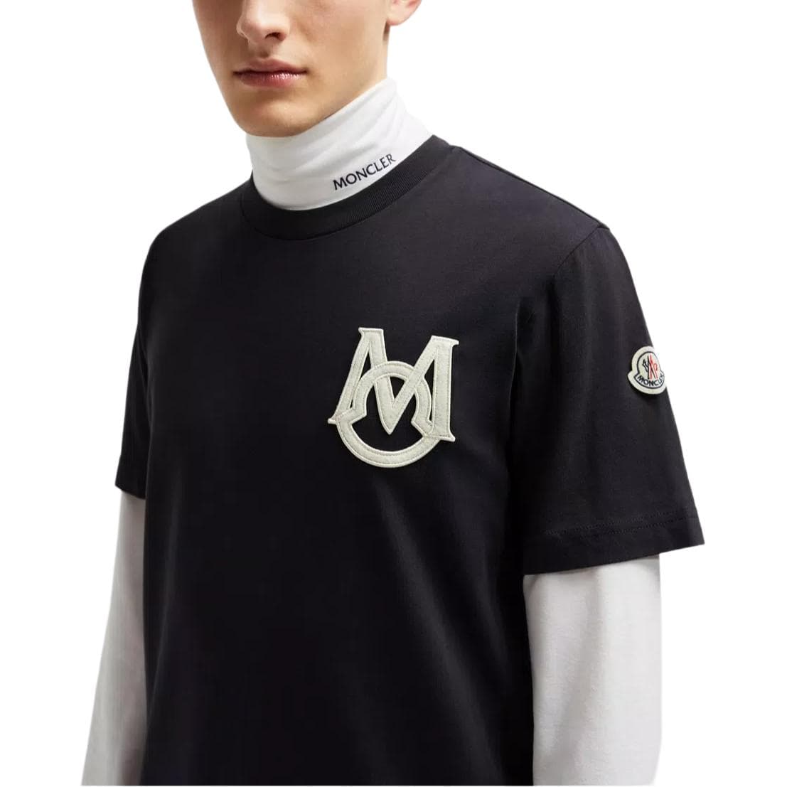 Футболка MONCLER T Рубашка Унисекс Синий Черный - изображение 2