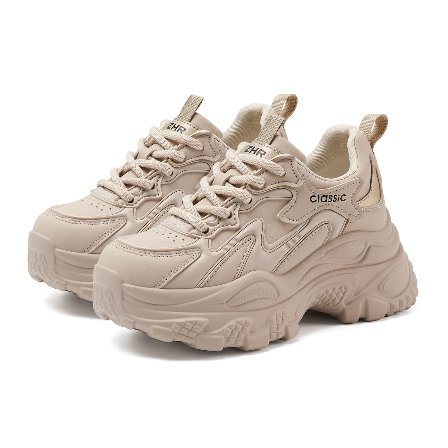 Кроссовки ZHR Chunky Sneakers Low Top Beige Platform 5,5 cm Women's - изображение 2