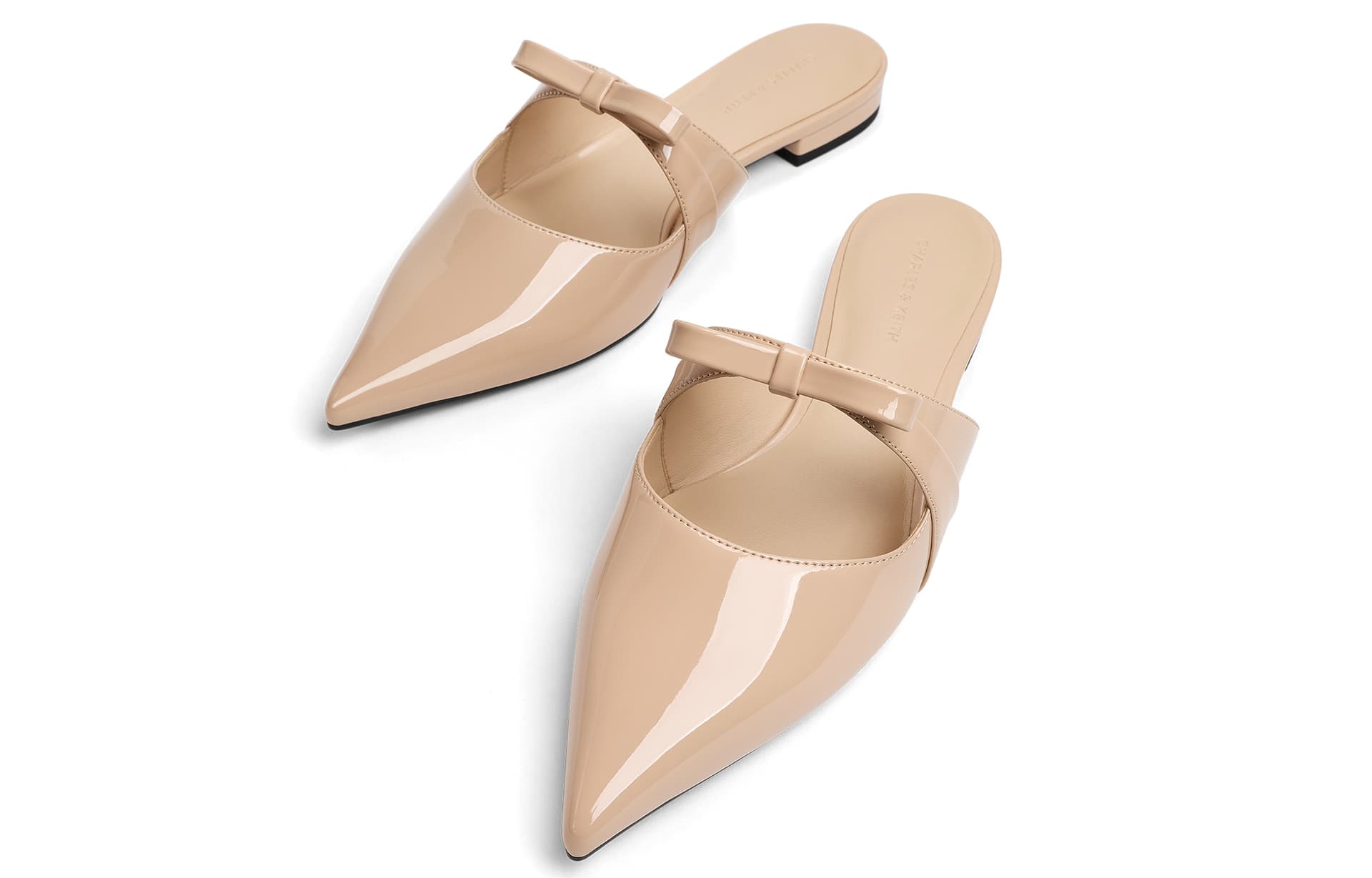 Сандалии CHARLES&KEITH Летние мюли с бантом и заостренным носком на плоской подошве 2 см, композитная подошва, женские - изображение 3