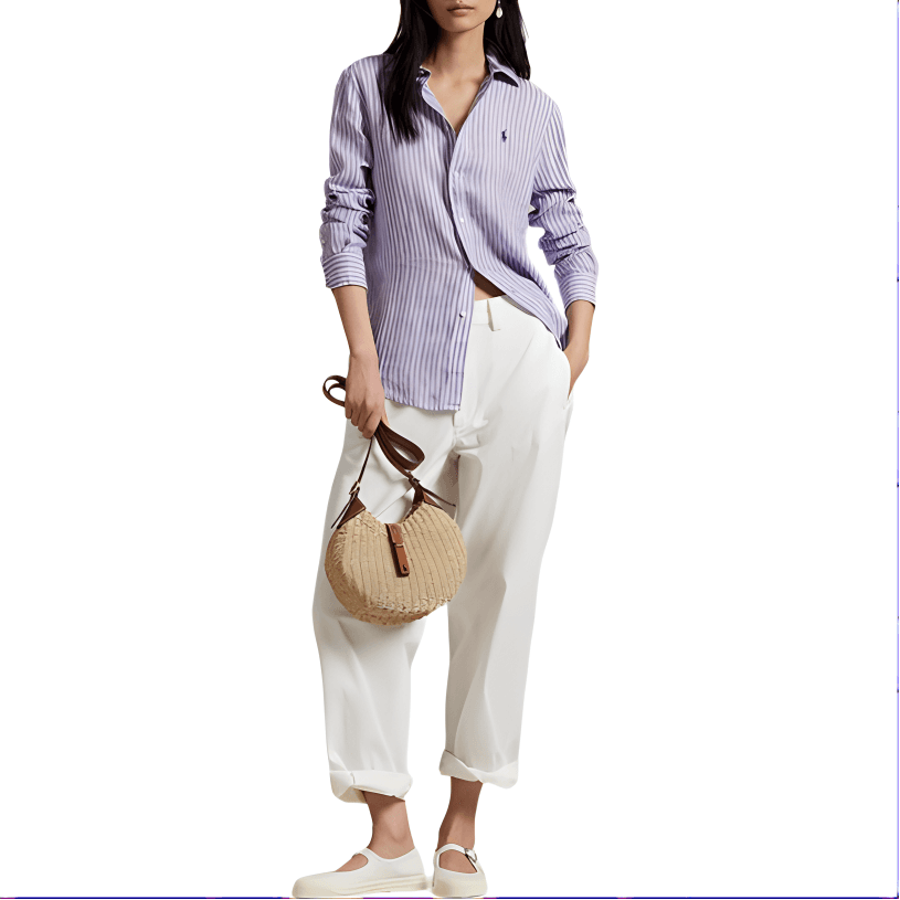 Блузка Polo Ralph Lauren SS25 Рубашка Классическая Версия Женская Фиолетовая - изображение 4