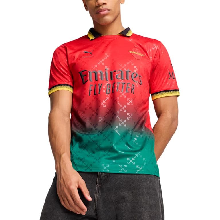 PUMA X AC MILAN X OFF WHITE™ AC Milan SS25 Футбол Джерси Фанатская версия Мужская Вечный Красный Черный - изображение 3