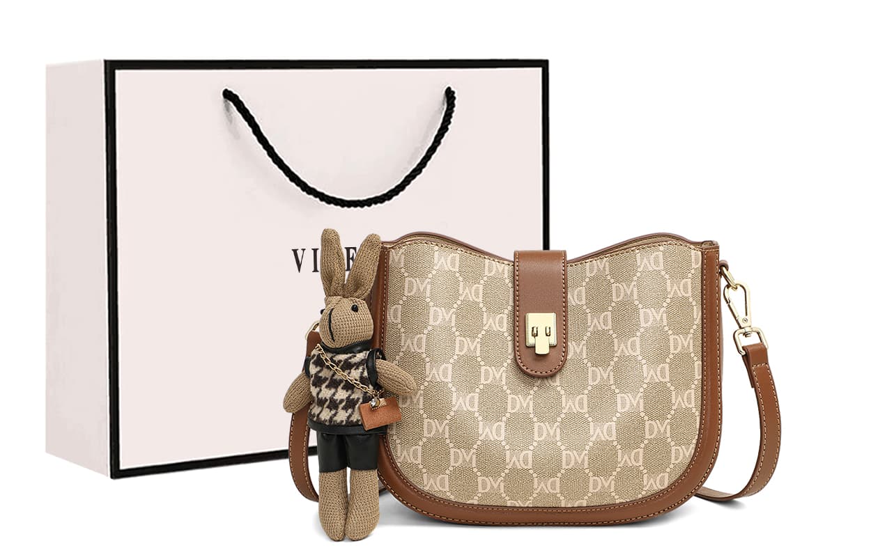 Сумка через плечо VINEY Crossbody сумка Коричневый (Брелок включен) Женская - изображение 2