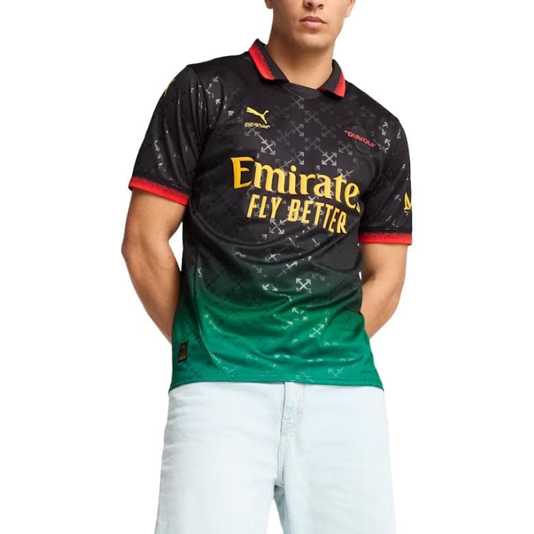 PUMA X AC MILAN X OFF WHITE™ AC Milan SS25 Футбол Джерси Фанатская версия Мужская Черная Энергия Зеленая - изображение 3