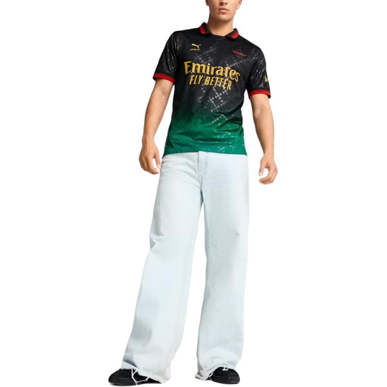 PUMA X AC MILAN X OFF WHITE™ AC Milan SS25 Футбол Джерси Фанатская версия Мужская Черная Энергия Зеленая - изображение 4