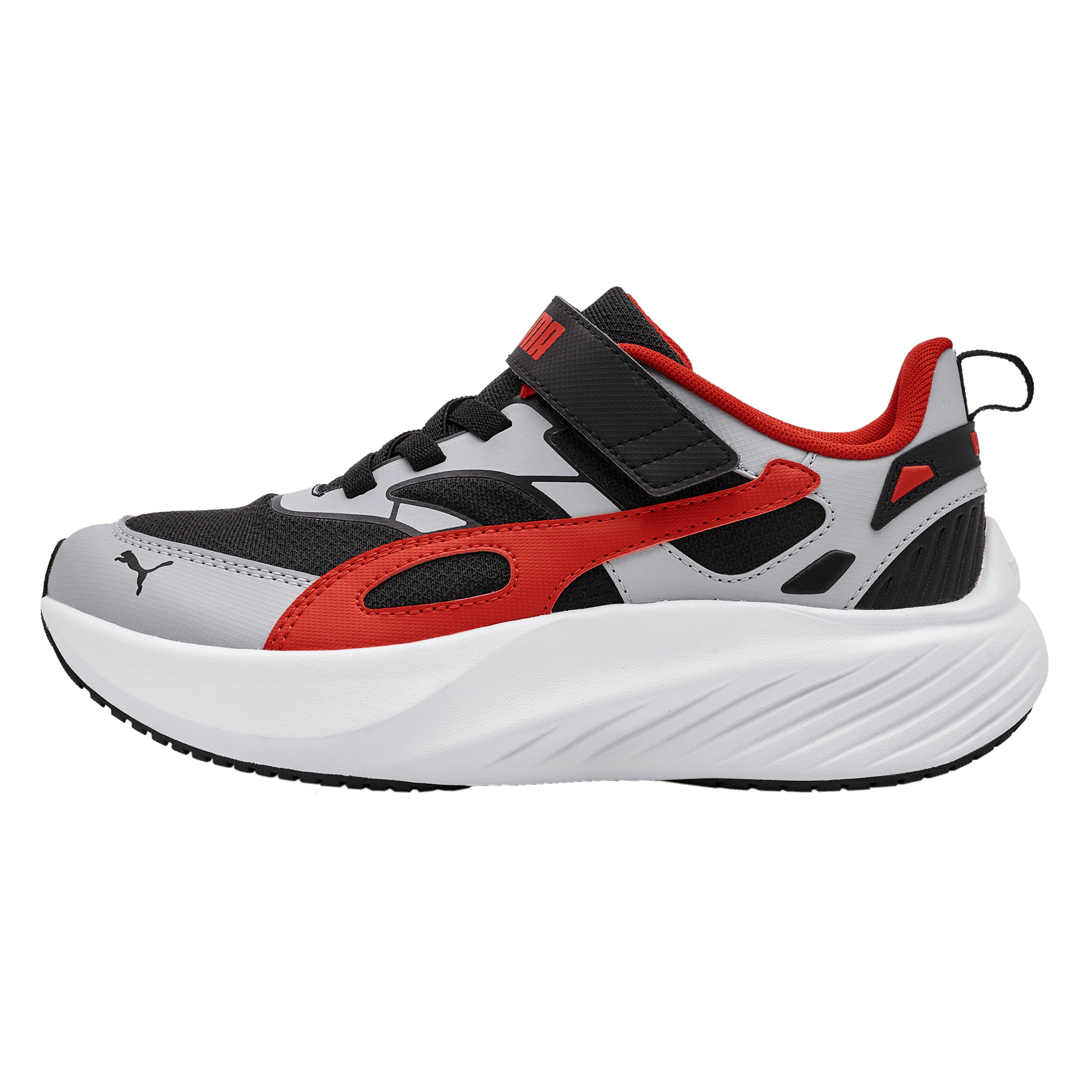 Кроссовки PUMA POUNCE LITE CM AC+ Детская беговая обувь Низкий топ Светло-серый Красный Черный Kids - изображение 1