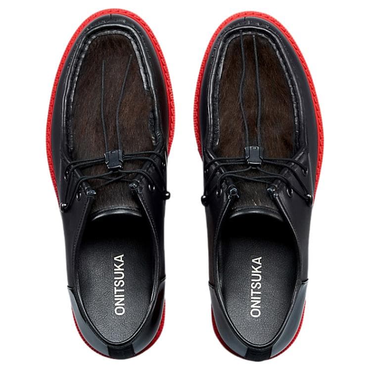 Onitsuka Tiger Tyrolean Повседневные кожаные туфли Черный Красный Мужской - изображение 4