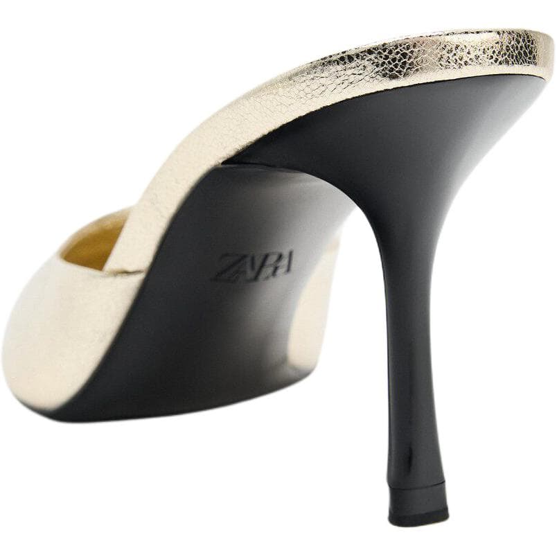 Сандалии ZARA Closed Slippers Gold Women's - изображение 5