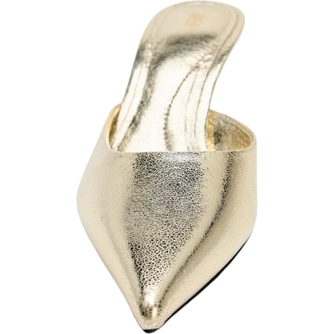 Сандалии ZARA Closed Slippers Gold Women's - изображение 4